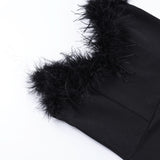 Zjkrl Fall Winter Party Dresses For Women Strapless Feather Evening Dresses Elegant Formal Party Dresses For Women Sexy Corset Bodycon Midi Dress White Black