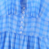 Romantic Women Blue Plaid Halter Long Dress Sexy Backless Sleeveless Ladies Holiday Summer Dresses Fairy Robe