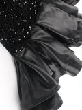 Women Black Velvet Sequin Dress Deep V Neck Patchwork Ruffle Shiny Party Birthday Big Size African Ladies Event Celebrate Gowns