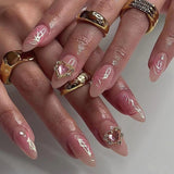 Zjkrl - 24Pcs Detachable Almond False Nails with Pearl Decoration Elegant Designs French Fake Nails Full Nail Art Tips Press On Nails