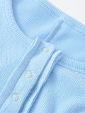 Zjkrl - Women Fashion Slim-fit Solid Mini Dress Vintage O-Neck Long Sleeves Single Breasted Female Chic Lady Dresses