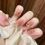 Zjkrl - 24Pcs/Box Gradient Color Artifical Press On Nails With Glue Long Coffin Fake Nails Lovely Girls Nail Art Ballerina False Nails