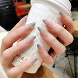 Zjkrl - 24PCS/box Mid-length  stiletto nail tips Gradients wear full cover paragraph fashion Manicure patch false fingernails for girls