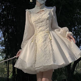 Lolita Off White Long Dresses For Women Cheongsams New Chinese Daily Style Little Chap Vintage Clothes Graduation Fairy Lovely