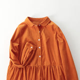 Zjkrl - Corduroy Autumn Winter Dress Elegant Women&#39;s Shirt Dress Long Skirt Loose Doll Collar Long Sleeve Outerwear Vintage Vestido Chic