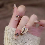 Zjkrl - 24 Pcs Pink Fake Nails Press on Nail Designs Art Long Tips False Forms with Glue Stick Stickers Reusable Set Acrylic Artificial