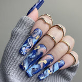 Zjkrl - Fashionable Butterfly Flower False Nails Long Detachable French Nail Tips for Girl Fake Nails Press on Acrylic Nails