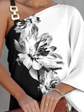 Zjkrl 2023 Summer Dresses Fashion Womens Print Sexy Slant Neck Off Shoulder Mini Boho Loose Dress For Women Streetwear Female Clothing