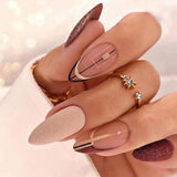 Zjkrl - 24pcs False Nails Tips with Glitter Design Press on Stick-on Nail Tips for Women and Girls