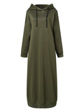 Women Muslim Dress Sweatshirt Dress 2022 Stylish Hoodies Long Sleeve Maxi Dress Female Casual Solid Hooded Vestidos Robe