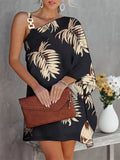 Zjkrl 2023 Summer Dresses Fashion Womens Print Sexy Slant Neck Off Shoulder Mini Boho Loose Dress For Women Streetwear Female Clothing