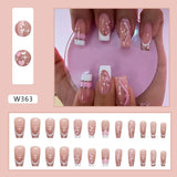Zjkrl - 24pcs False Nails Tips with Glitter Design Press on Stick-on Nail Tips for Women and Girls
