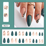 Simple French Wearable False Nails Almond Colorful Stripes Colorblock Design Manicure Fake Nails Line Full Cover Press On Nail