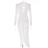 Zjkrl - Elegant Pleated Casual Bodycon Long Dress Autumn Winter Women Slim Evening Party Robe Sexy Bandage Ladies Dress