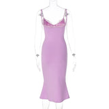 Zjkrl 2023 Autumn Lace  Basic V Neck Mini Sexy Dress Women Sleeveless Backless Bodycon Dresses Purple Casual Vestidos