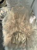 New Female O-neck Stars Sequined Mesh Shiny Fairy Dress Women Elegant Bling Gauze Princess Puff Dresses Vestidos De Fiesta