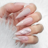 Zjkrl - Fashionable Butterfly Flower False Nails Long Detachable French Nail Tips for Girl Fake Nails Press on Acrylic Nails