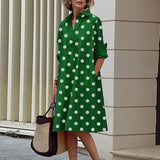 Zjkrl - Autumn New Simple Shirt Dress Casual Solid Color Long Sleeves Fashion Turn-down Collar Elegant Pocket Streetwear Female Dresses