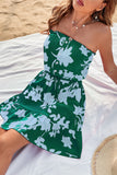 Zjkrl - Elegant Floral Print Dress for Women Summer Dresses New Casual Single Breasted Lace-up Sexy Bandeau Mini Dress