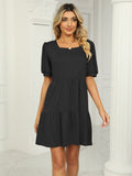 Zjkrl - 2023 Summer New Dresses For Women Fashion Square Collar Short Sleeve Elegant Beach Female Plus Size Casual Mini Dress Vestidos