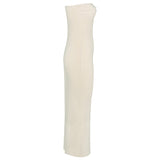 Zjkrl Strapless Knit Maxi Dresses For Women Summer Beach Party Bodycon Dress Off-Shoulder Twist Knitting Evening Backless Dress