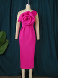 Zjkrl Women Party Dress Slim Bodycon Sexy One Strap Big Flower Event Christmas Birthday Elegant African Gowns Wedding Guest Robes New