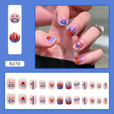 Zjkrl - 24Pcs/Box Charming Pink Flame Short Ballet Wearable Fake Nails press on Square Head Full Cover Detachable Finished Fingernails