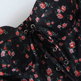 Zjkrl - Fashion Women Vintage Floral Print Chiffon Dress Sexy Semi-Sheer Long Sleeve Layered Ruffle Ladies Short Dress