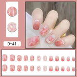 Zjkrl - 24Pcs/Set Press On Fake Nails Green Wearing Reusable False Nails Art Girls Ballerina Coffin Nail With Glue Full Cover Artificial