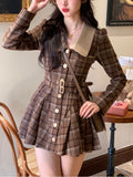 Zjkrl France Vintage Party Mini Dresses Women Korean Style Elegant Pleated Dress Female Warm Sweet Retro Dress Coat Autumn Winter