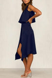 Zjkrl O Neck Slit Hem Skirts Set