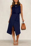 Zjkrl O Neck Slit Hem Skirts Set