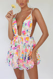 Zjkrl Rainbow Sequin Open Back Slip Mini Dress