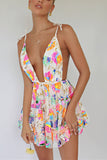 Zjkrl Rainbow Sequin Open Back Slip Mini Dress