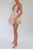 Zjkrl Rainbow Sequin Open Back Slip Mini Dress