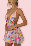 Zjkrl Rainbow Sequin Open Back Slip Mini Dress