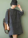 Zjkrl - Urban Split-Joint A-Line Long Sleeves Mini Dress