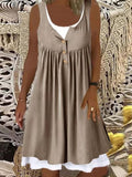 Zjkrl - Crew Neck Regular Fit Plain Short Sleeve Knit Dress
