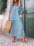 Zjkrl - Hot Green Printed Vacation Loose Maxi Dresses