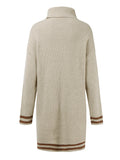 Zjkrl - Simple Striped High-Neck Long Sleeves Mini Dress Sweater Dress