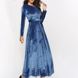 Zjkrl - Casual Velvet Long Dress