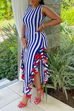 Zjkrl - Yellow Casual Sweet Daily Simplicity Mixed Printing Striped Printing Contrast O Neck Dresses