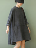 Zjkrl - Urban Split-Joint A-Line Long Sleeves Mini Dress