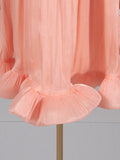 Zjkrl - High-Low Loose Floral Pleated Split-Joint Stand Collar Mini Dresses