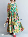 Zjkrl - National Style Flower Printed Long Dress