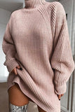 Zjkrl - Casual Solid Basic Turtleneck Long Sleeve Dresses