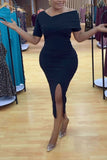 Zjkrl - Purple Casual Daily Elegant Simplicity Slit Solid Color Asymmetrical Dresses