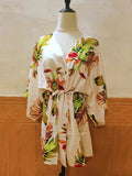 Zjkrl - Original Loose Floral Printed Tied Buttoned Mini Shirt Dress