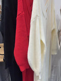 Zjkrl - Urban Loose Long Sleeves Solid Color V-Neck Sweater Dresses