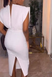 Zjkrl - White Daily Celebrities Elegant Simplicity Patchwork Solid Color Dresses